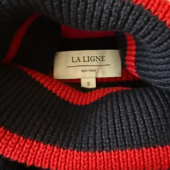 EUC La Ligne Navy and Red Striped Merino Wool Turtleneck Sweater - Size S - Picture 6 of 6